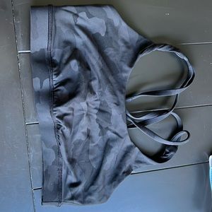 Black camo strappy sports bra.  Barely worn.
